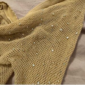 Elegant Gold Mesh Tights with Sequins